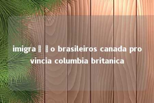 imigração brasileiros canada provincia columbia britanica 