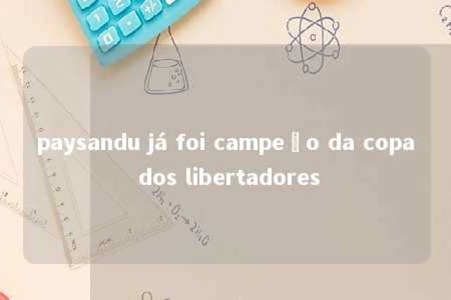 paysandu já foi campeão da copa dos libertadores 