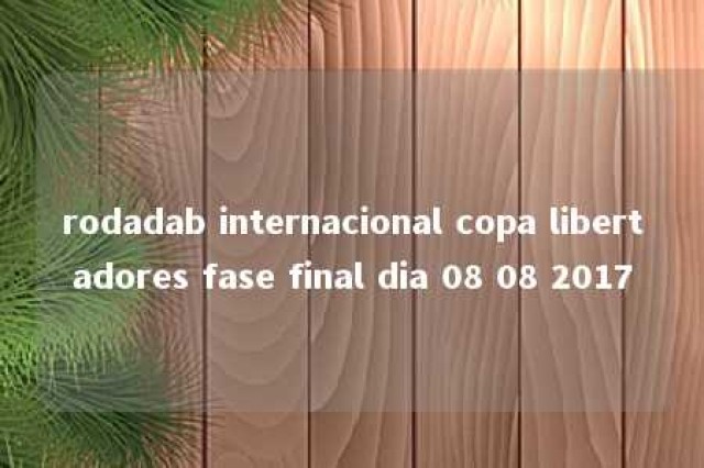 rodadab internacional copa libertadores fase final dia 08 08 2017 