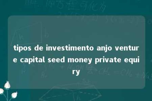 tipos de investimento anjo venture capital seed money private equiry 