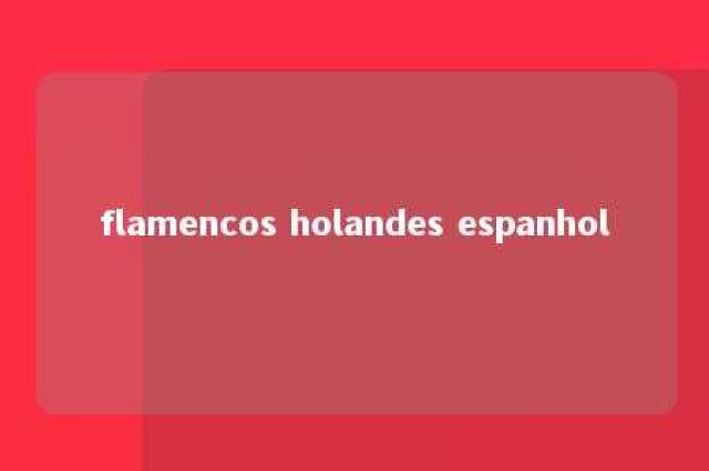 flamencos holandes espanhol 