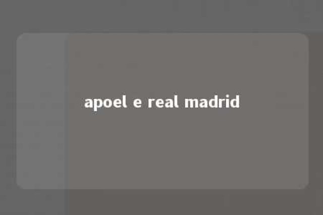 apoel e real madrid 