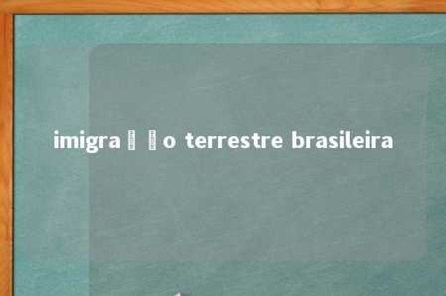 imigração terrestre brasileira 