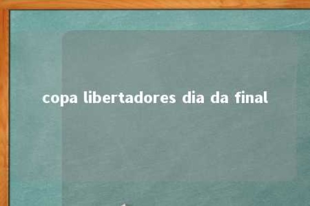 copa libertadores dia da final 