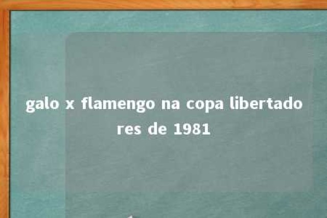 galo x flamengo na copa libertadores de 1981 