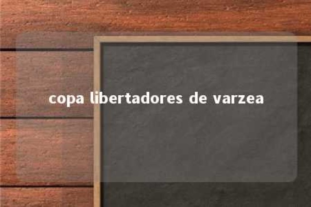 copa libertadores de varzea 