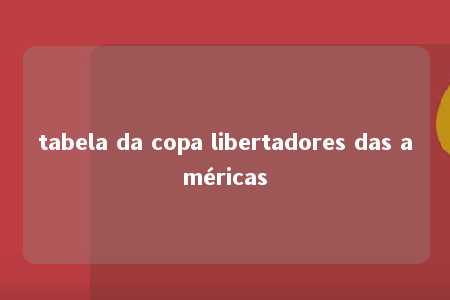 tabela da copa libertadores das américas