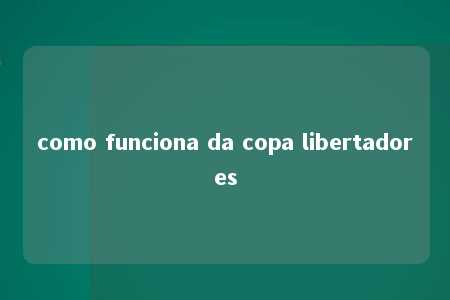 como funciona da copa libertadores