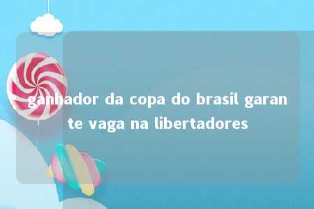 ganhador da copa do brasil garante vaga na libertadores