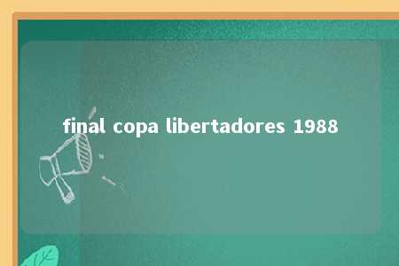 final copa libertadores 1988