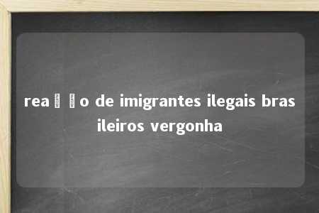 reação de imigrantes ilegais brasileiros vergonha