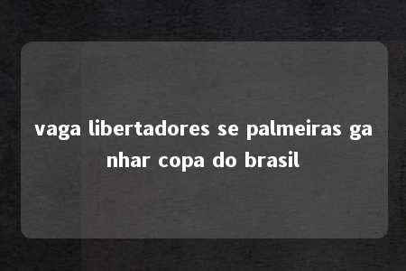 vaga libertadores se palmeiras ganhar copa do brasil