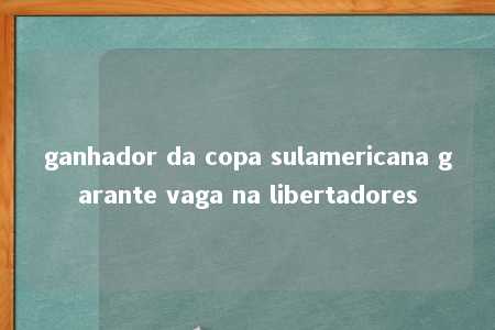 ganhador da copa sulamericana garante vaga na libertadores