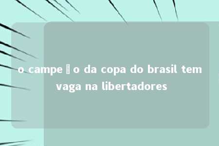 o campeão da copa do brasil tem vaga na libertadores