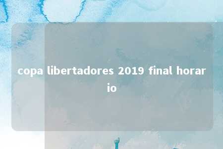 copa libertadores 2019 final horario