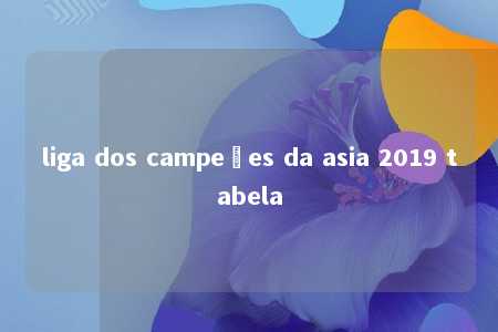 liga dos campeões da asia 2019 tabela