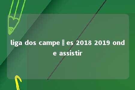 liga dos campeões 2018 2019 onde assistir