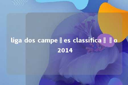 liga dos campeões classificação 2014