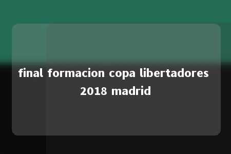 final formacion copa libertadores 2018 madrid