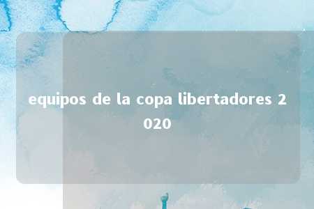 equipos de la copa libertadores 2020