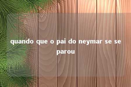 quando que o pai do neymar se separou